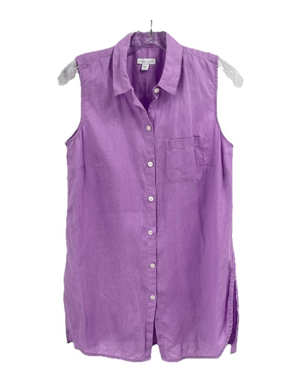 J Jill Linen Lilac Button Down Sleeveless Blouse Sz XS Coastal Grandmother